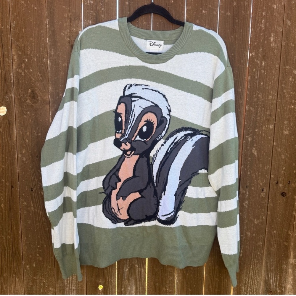 Disney flower the skunk striped sweater size L still in original packaging NWT